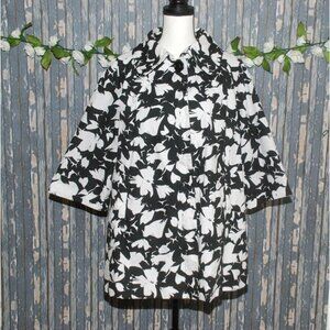 Centigrade Outerwear Women's 1X Half Sleeve Black White Floral Jacket Coat large